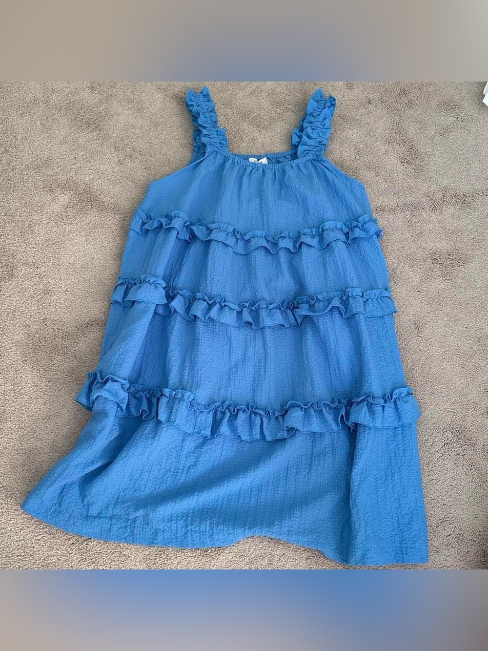 Umgee Blue Ruffle Tiered Casual Dress